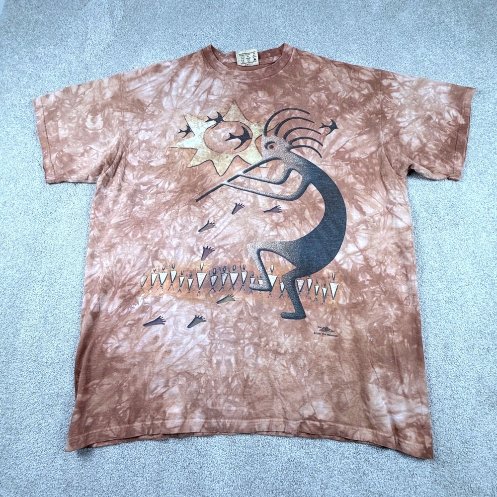The Mountain T-Shirt Mens XL Brown Excellent Kokopelli Tie Dye Graphic Tee